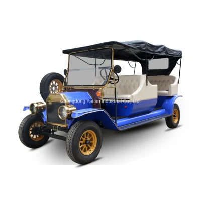 Carrello da golf in vecchio stile americano, design retrò di un'auto elettrica da club per attività turistiche turistiche